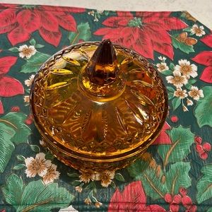 Vintage Indiana glass Amber candy dish